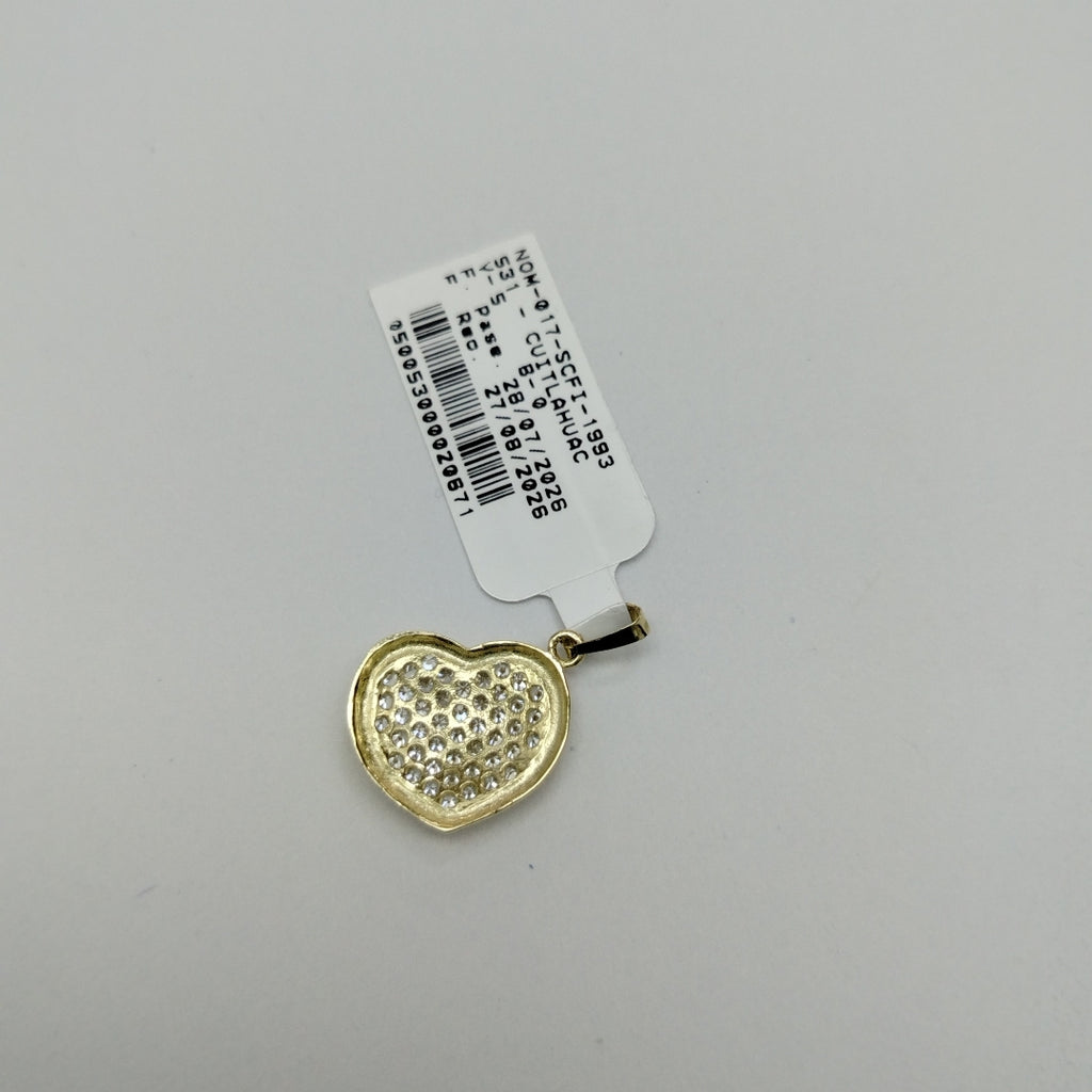 DIJE TEJIDO CORAZON CON CIRCONIAS 14K 1.8 GR (NUEVO)