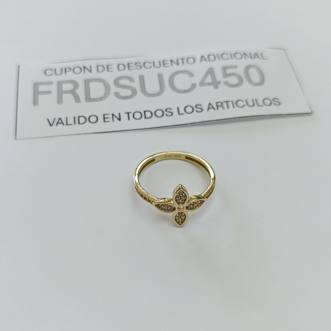 ANILLO ANILLITO FLOR C CIRCONIAS 14K 7 TALLA 1.9 GR (NUEVO)