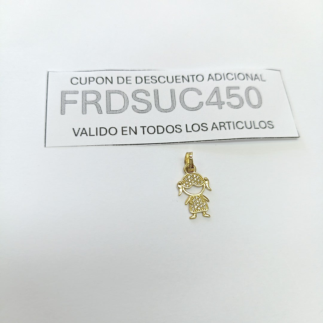 DIJE TEJIDO NIÑA CON CIRCONIAS 14K 0.9 GR (NUEVO)
