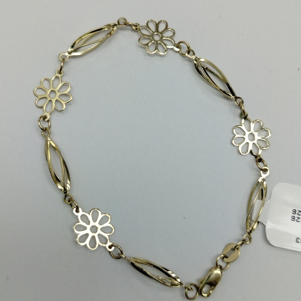 PULSERA ESPECIAL CON FLORES 14K 18 CM 2.8 GR (NUEVO)