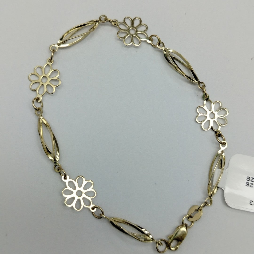 PULSERA ESPECIAL CON FLORES 14K 18 CM 2.8 GR (NUEVO)