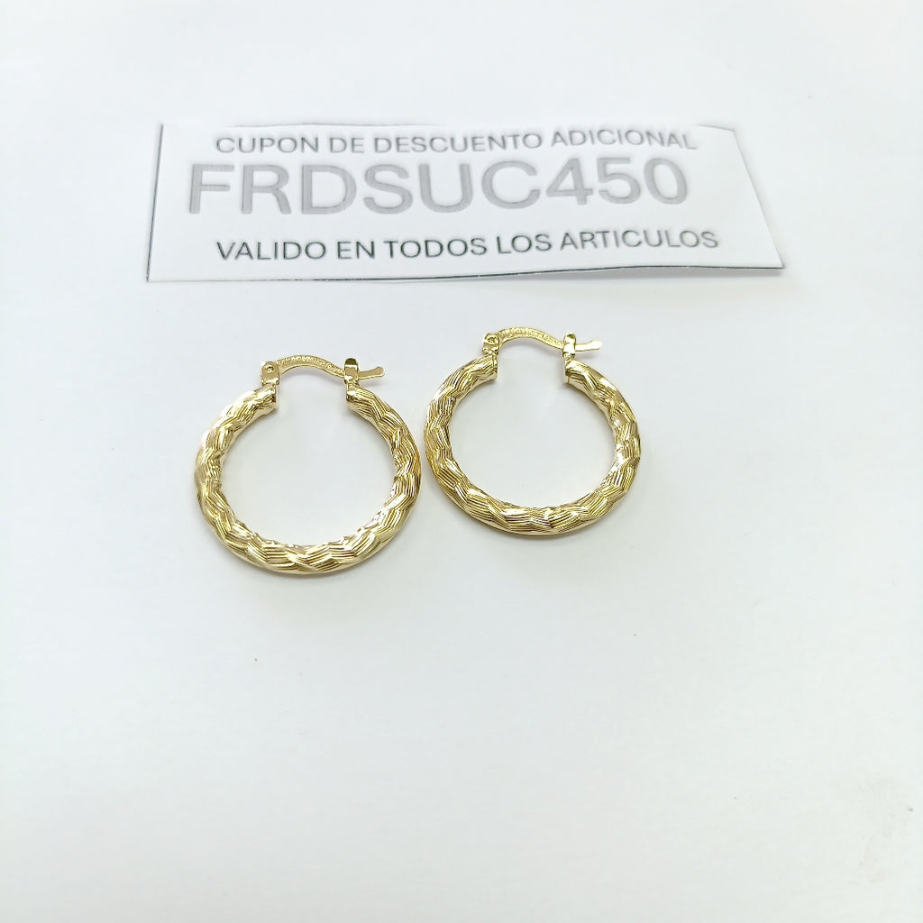 ARETES TEJIDO ARRACADA LABRADA 14K 2.8 GR (NUEVO)