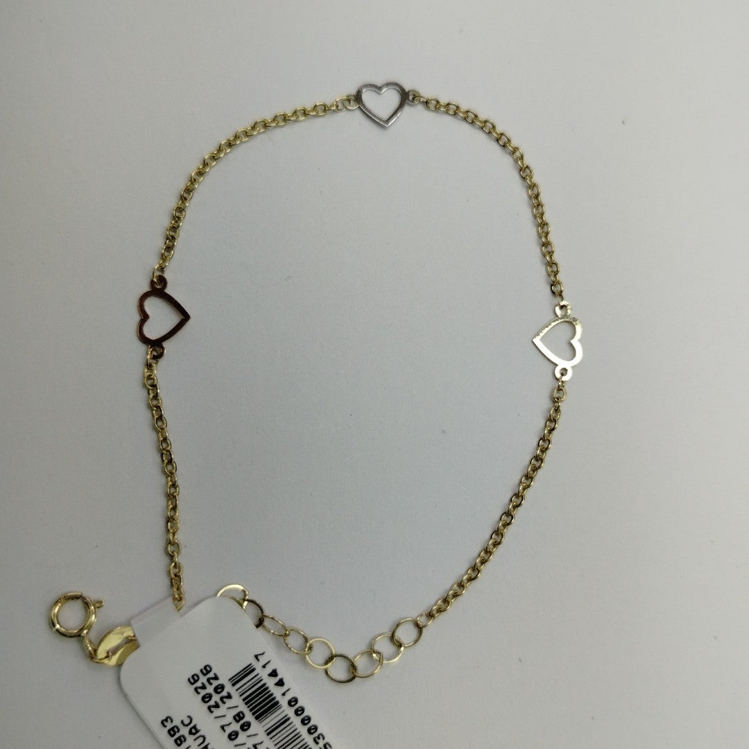 PULSERA ESPECIAL CON CORAZONES 10K 18 CM 1.3 GR (NUEVO)