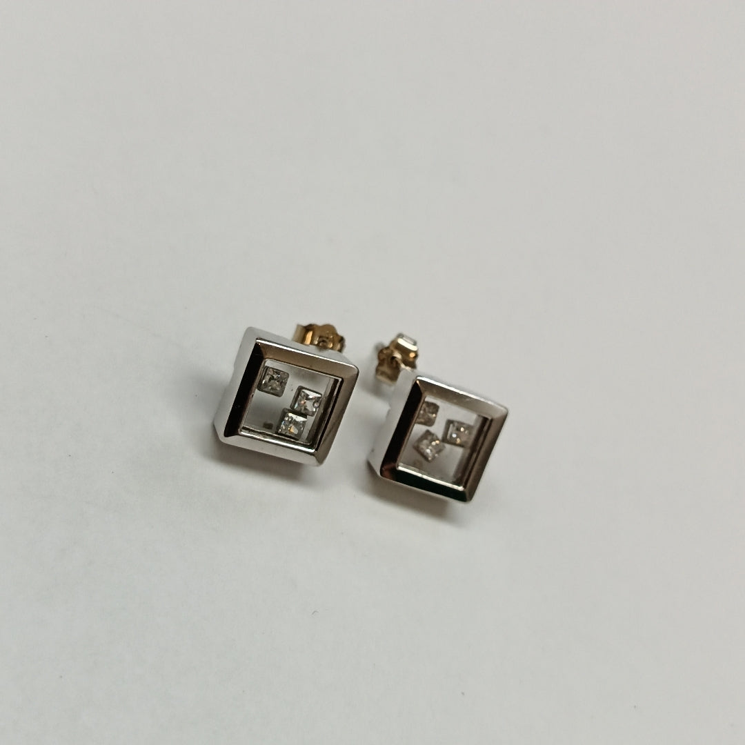 BROQUELES PAR ORO BLANCO 14 K 5,80 GRMS (SEMINUEVO)