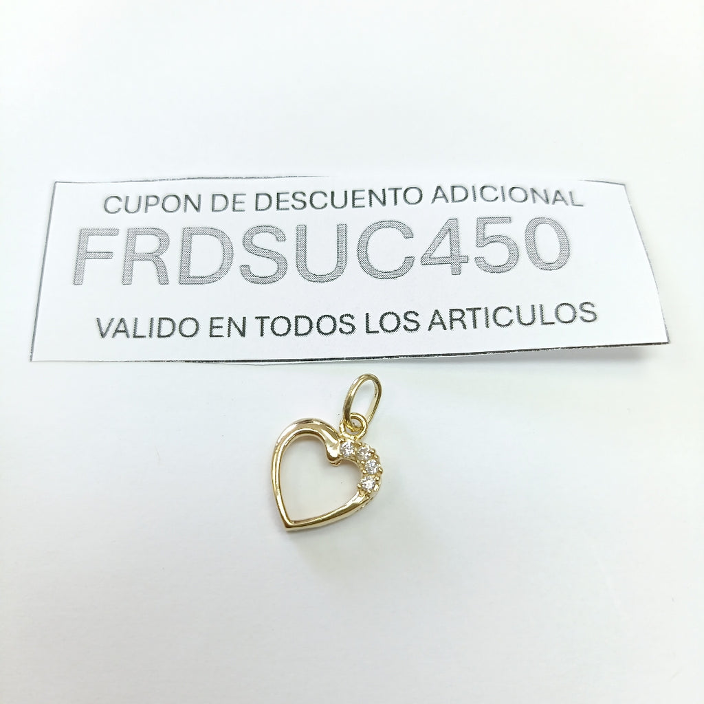 DIJE CORAZON CON CIRCONIAS 14K 1.3 GR (NUEVO)