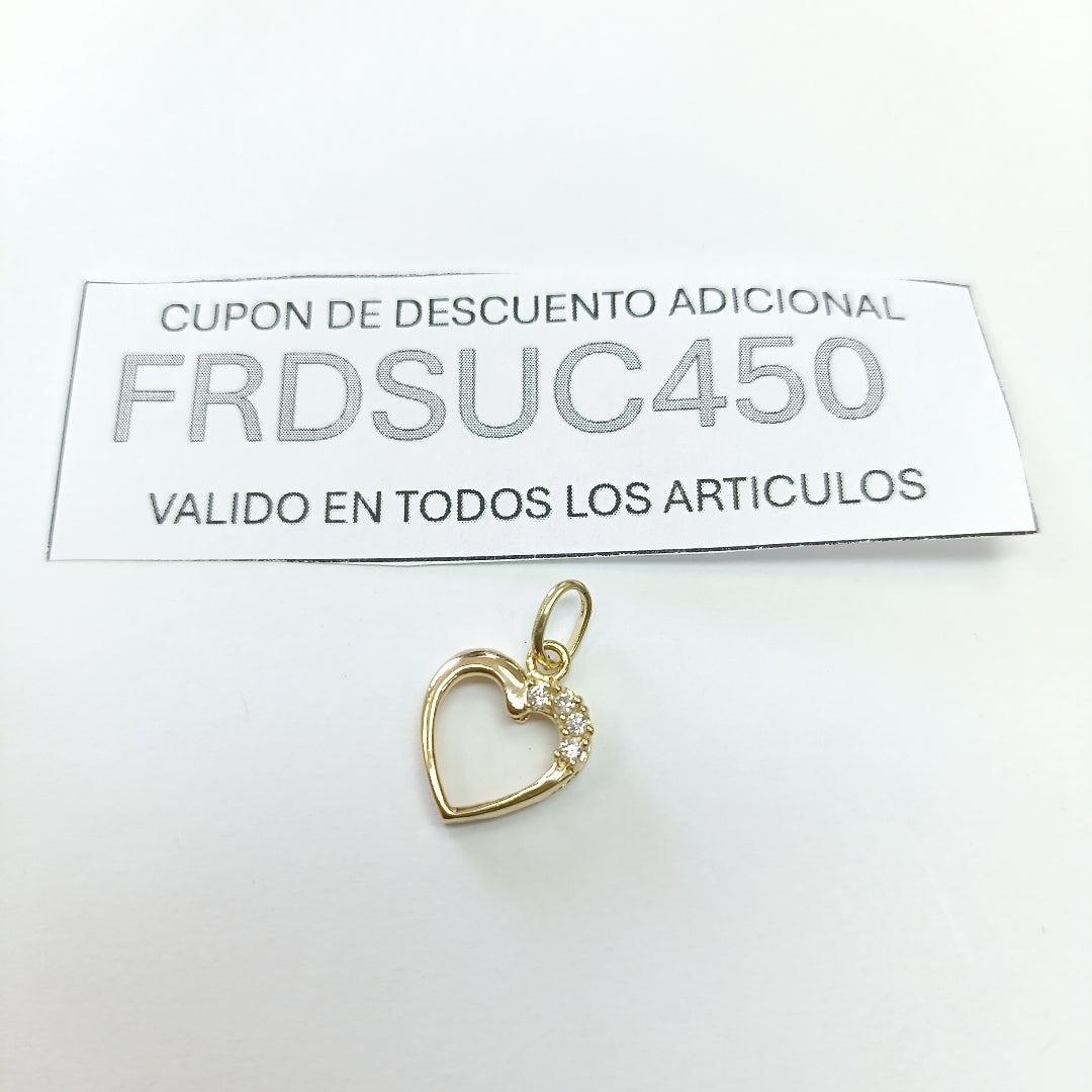 DIJE CORAZON CON CIRCONIAS 14K 1.3 GR (NUEVO)