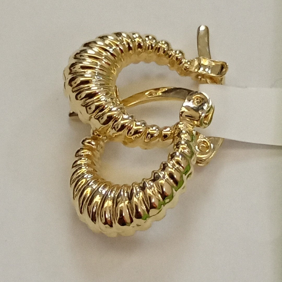 ARETES ARRACADA ESTRIADAS 14K 1 GR (NUEVO)