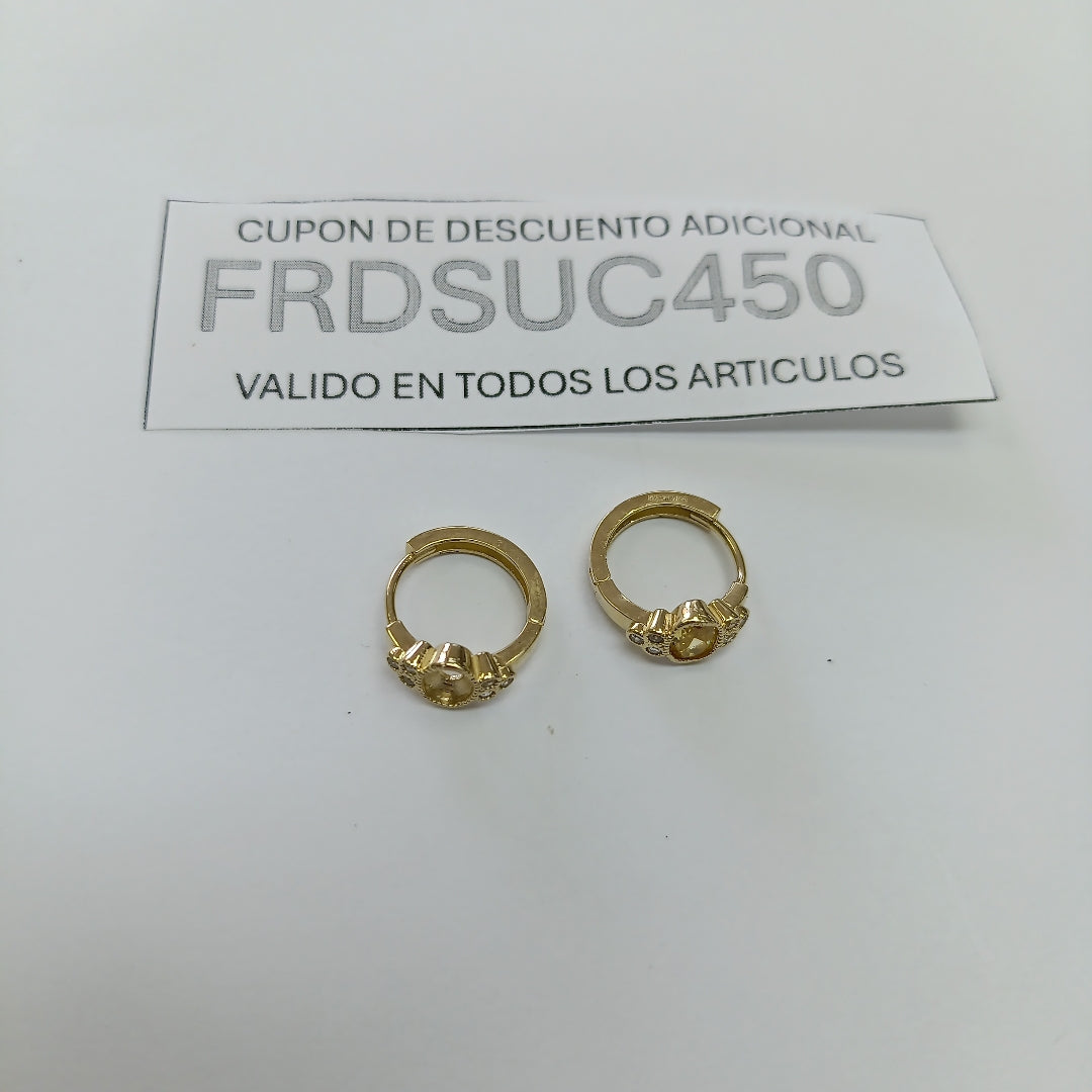 ARETES ARRACADAS CON CIRCONIAS Y PDRAS COL 14K 3.1 GR (NUEVO)
