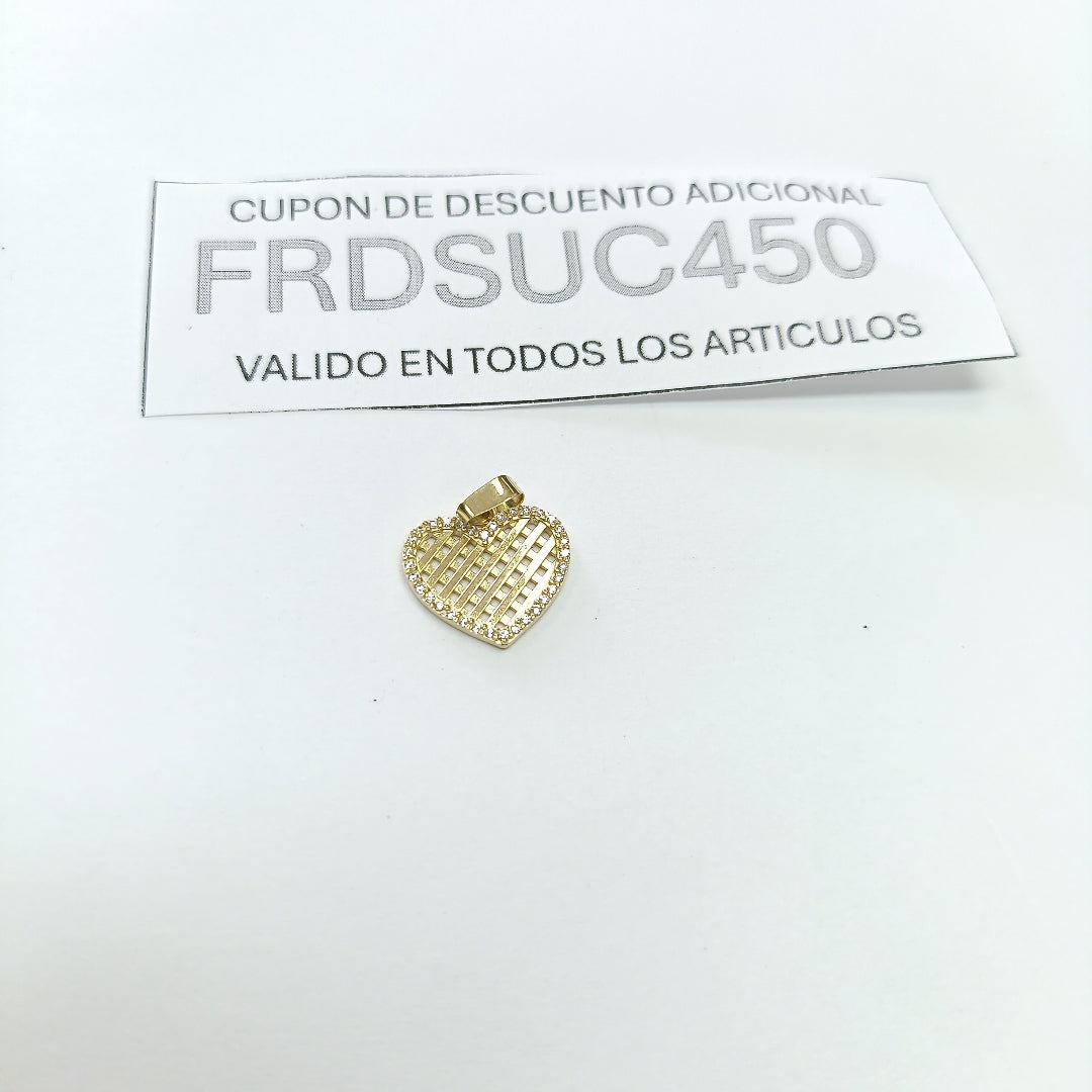 DIJE TEJIDO CORAZON CON CERCO DE CIRCONIAS 14K 1.1 GR (NUEVO)