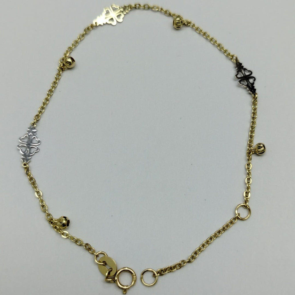 PULSERA ESPECIAL CON TREBOL 14K 18 CM 1.9 GR (NUEVO)