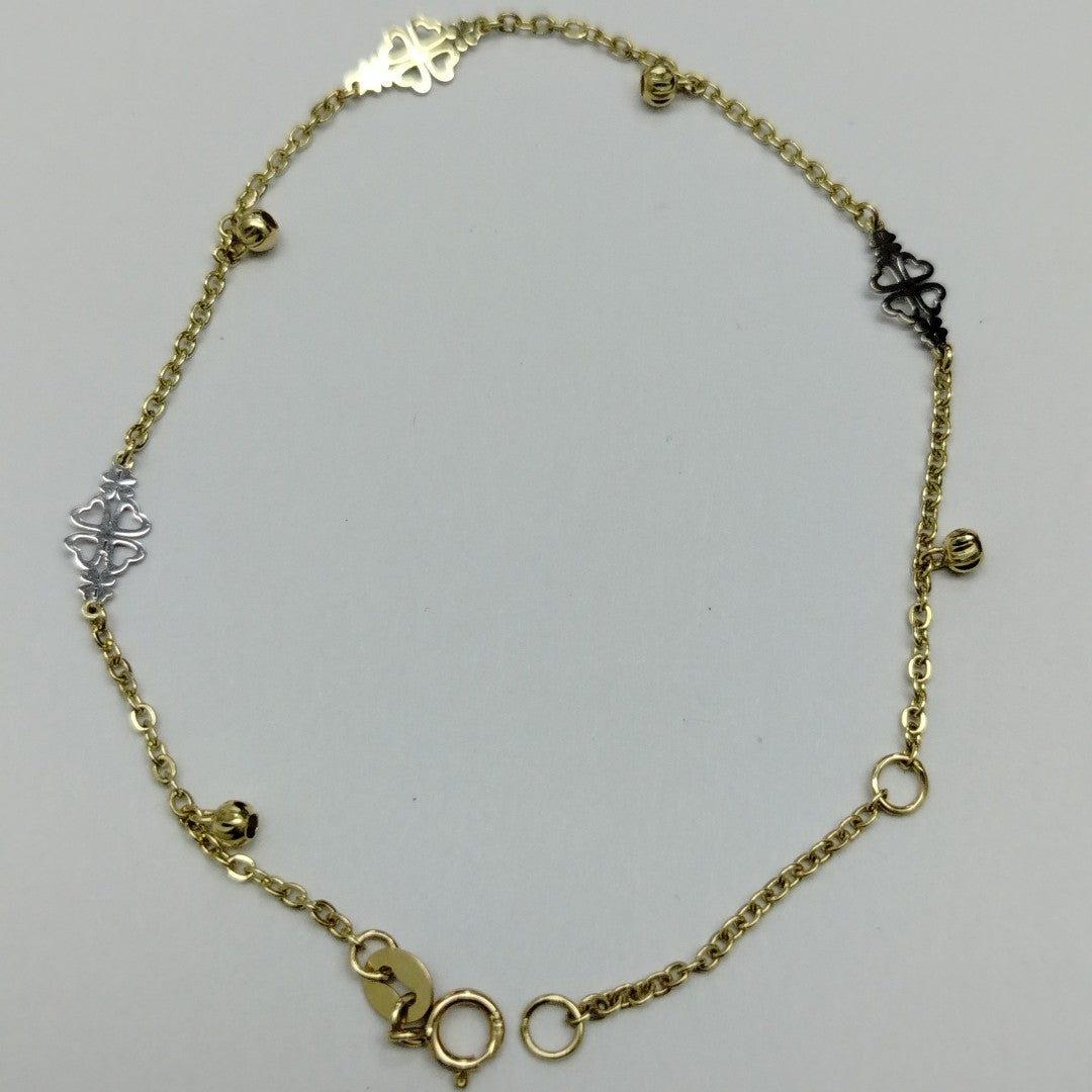 PULSERA ESPECIAL CON TREBOL 14K 18 CM 1.9 GR (NUEVO)