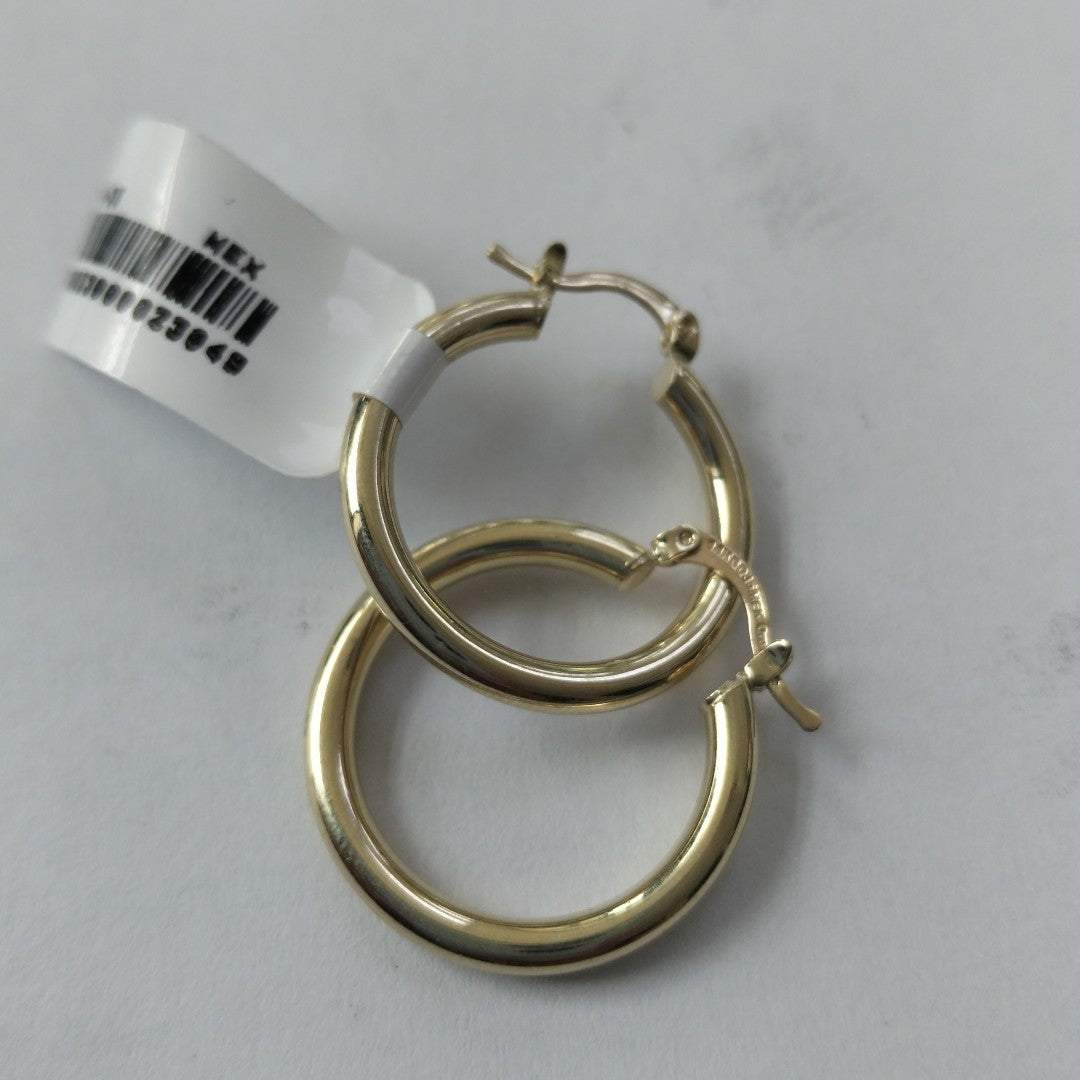 ARETES TEJIDO ARRACADAS LISAS HUECAS 14K 2.2 GR (NUEVO)
