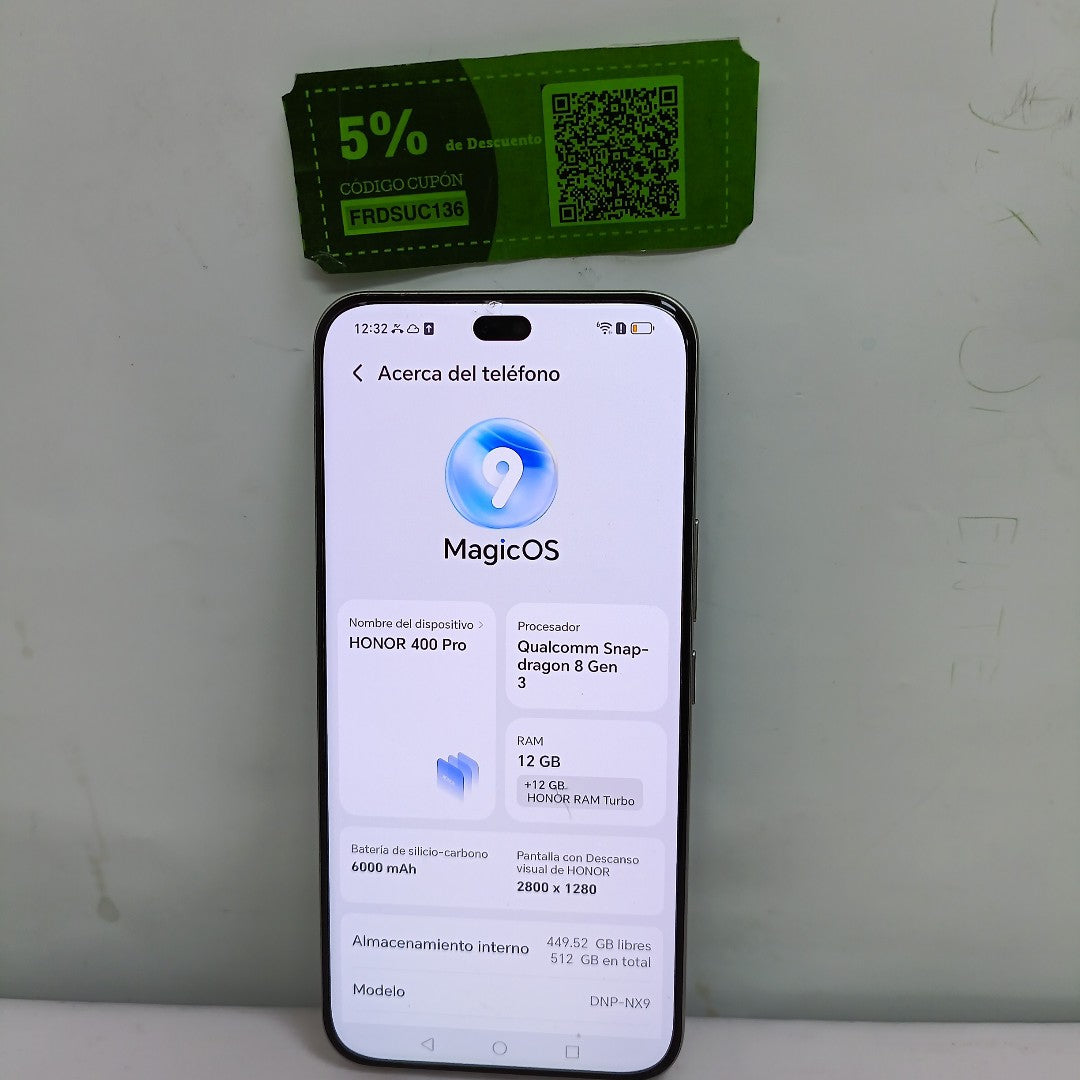 CELULAR HONOR 400 PRO DNP-NX9 (2025) 512 GB 12 GB RAM (SEMINUEVO)