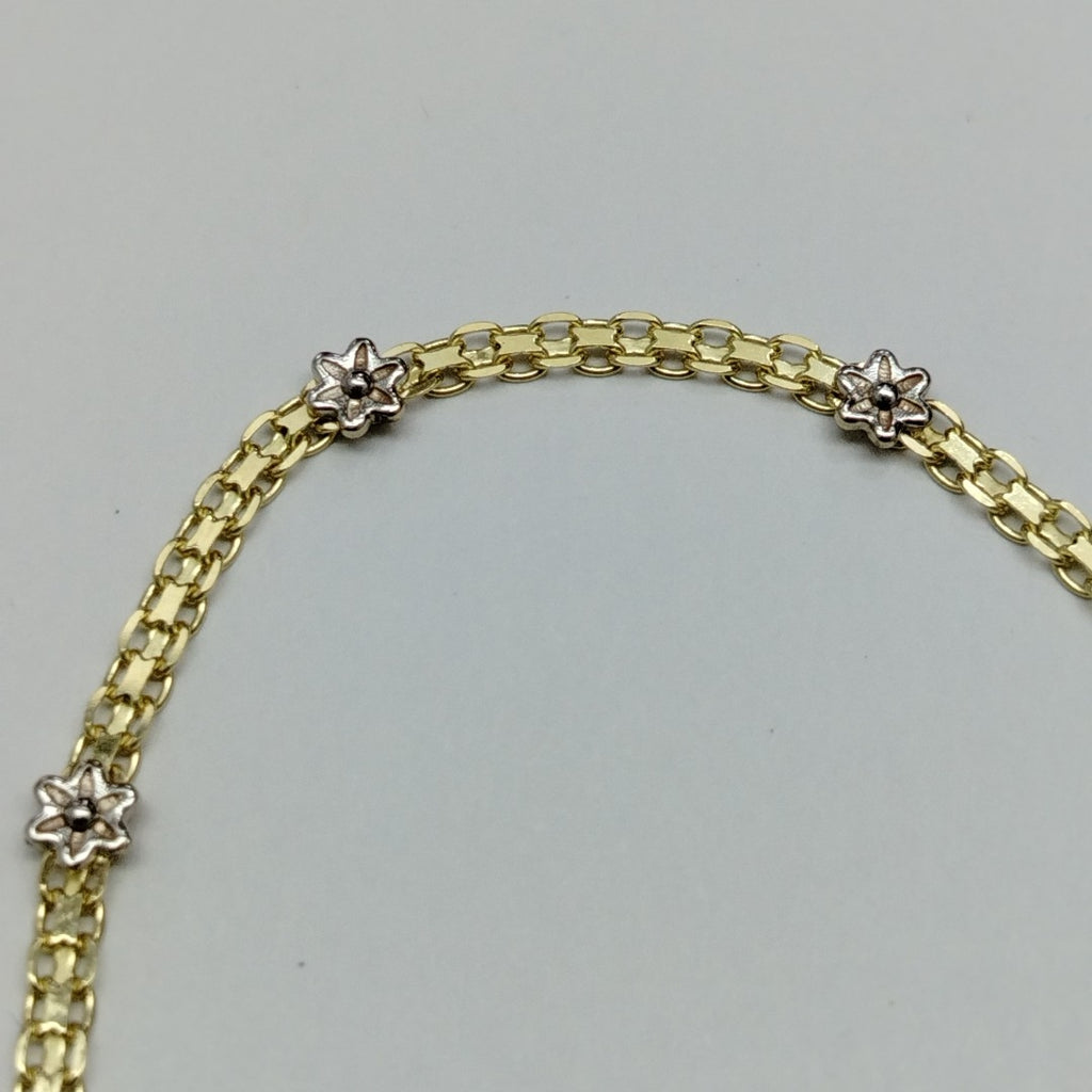 PULSERA ESPECIAL C FLORES 14K 18 CM 3 GR (NUEVO)