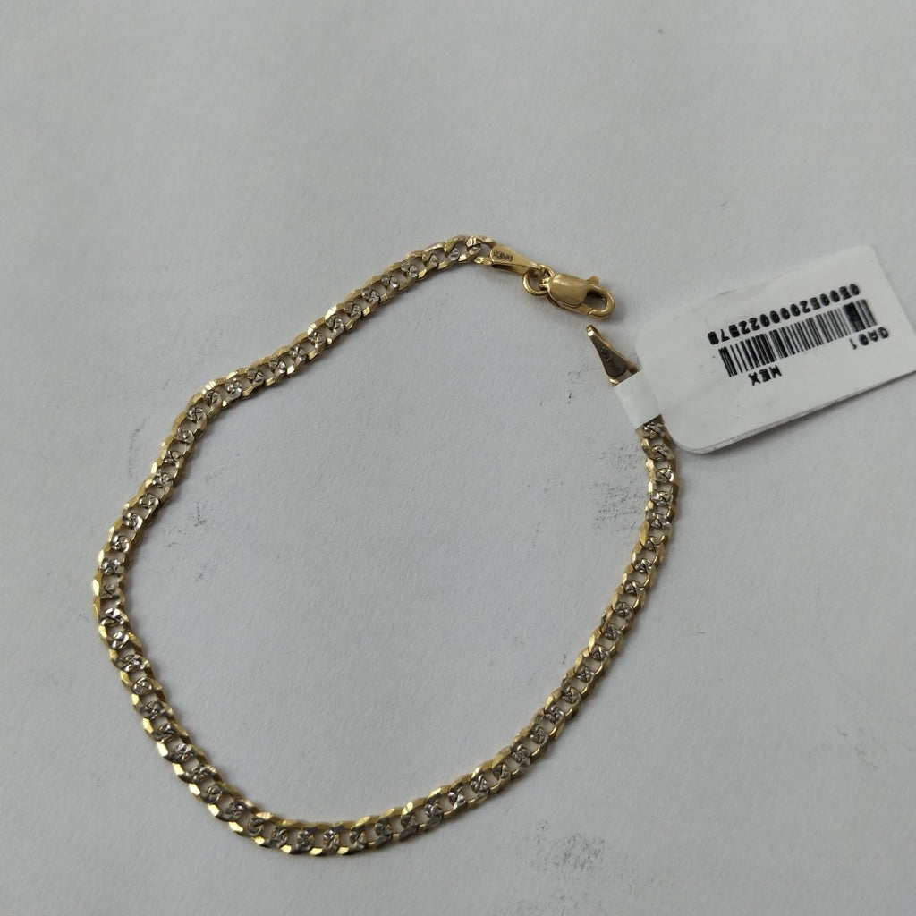 PULSERAS TEJIDO BARBADA DIAMANTADA ORO 14K 18 CM 3.2 GR (NUEVO)