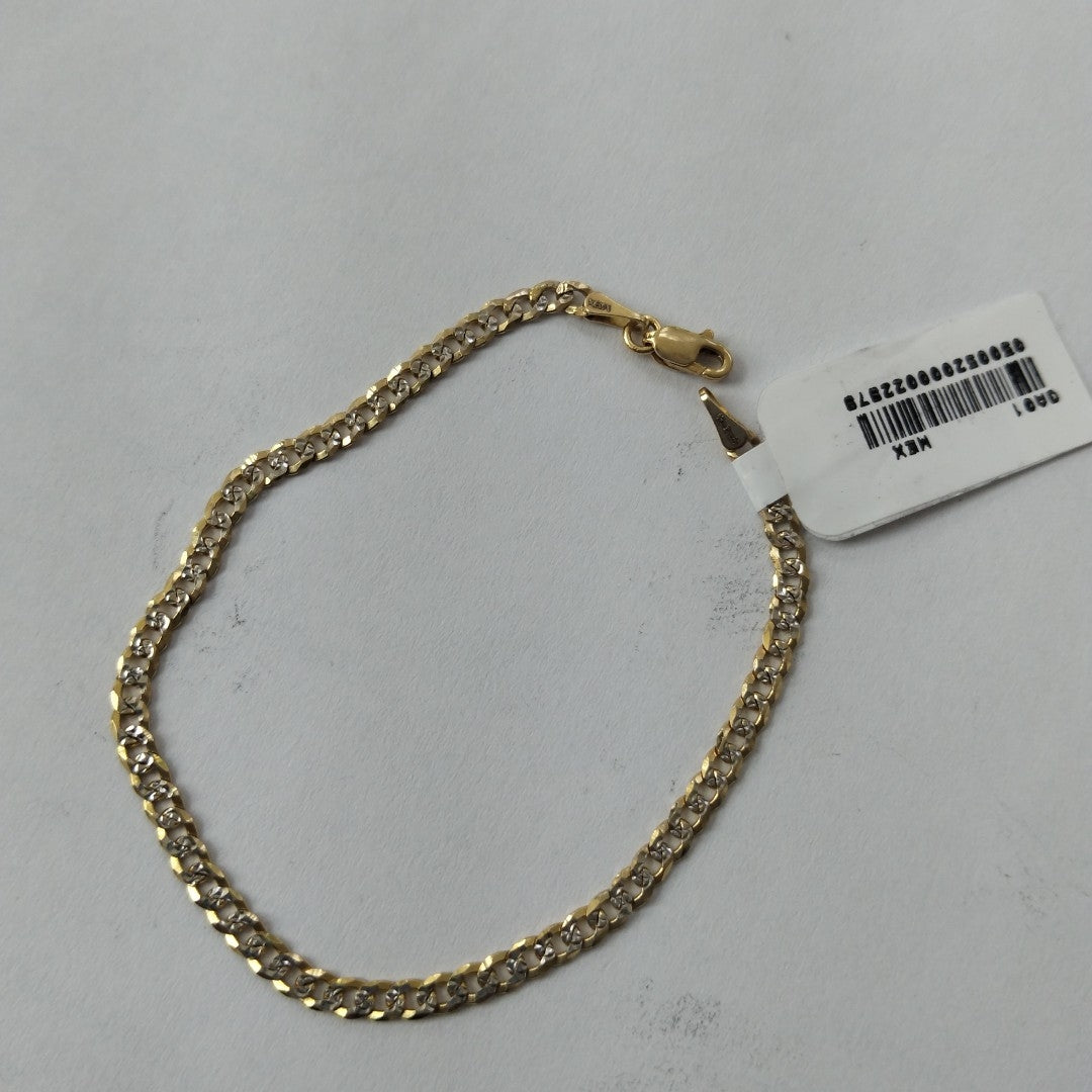 PULSERAS TEJIDO BARBADA DIAMANTADA ORO 14K 18 CM 3.2 GR (NUEVO)