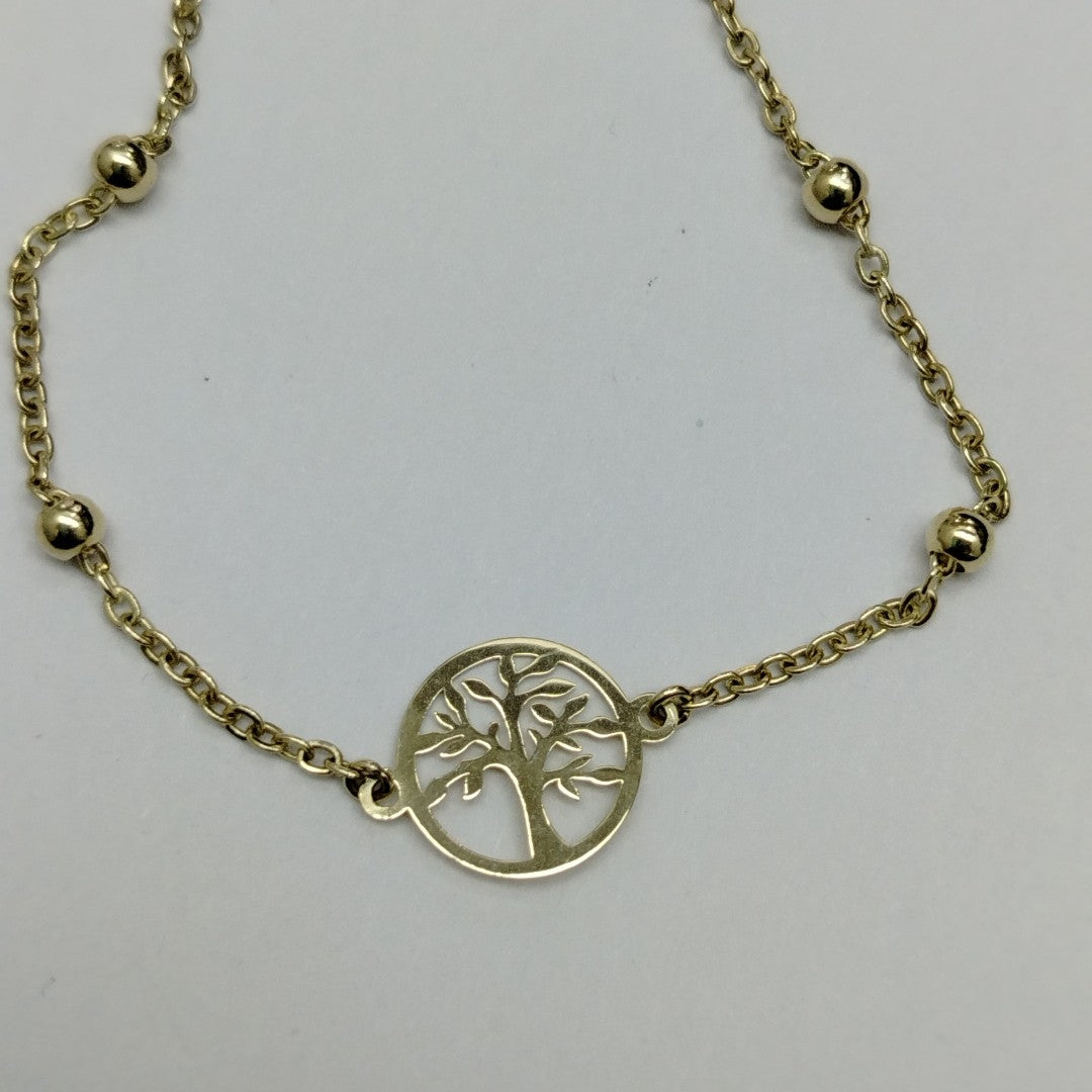 PULSERA TEJIDO ESPECIAL ARBOL 14K 18 CM 1.7 GR (NUEVO)