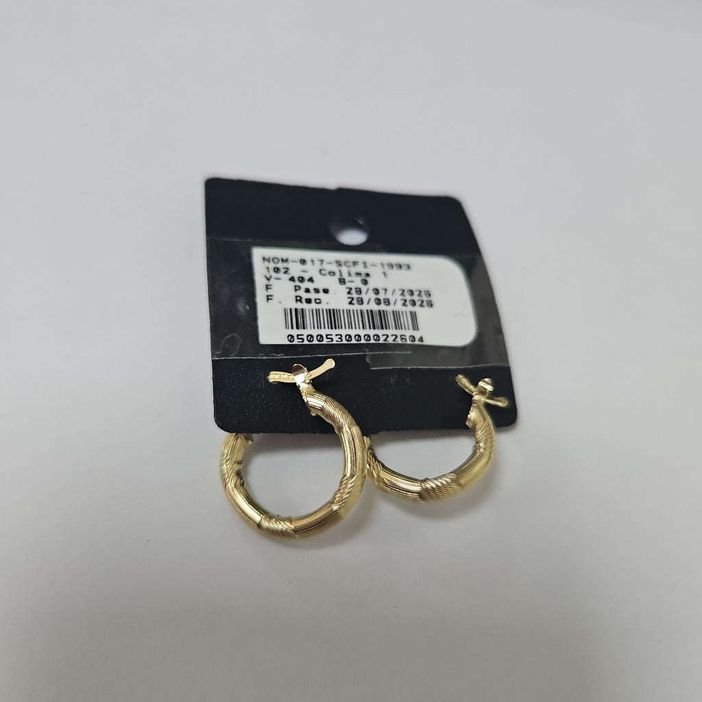 ARETES TEJIDO ARRACADAS CON DISEÑO 14K 2.6 GR (NUEVO)