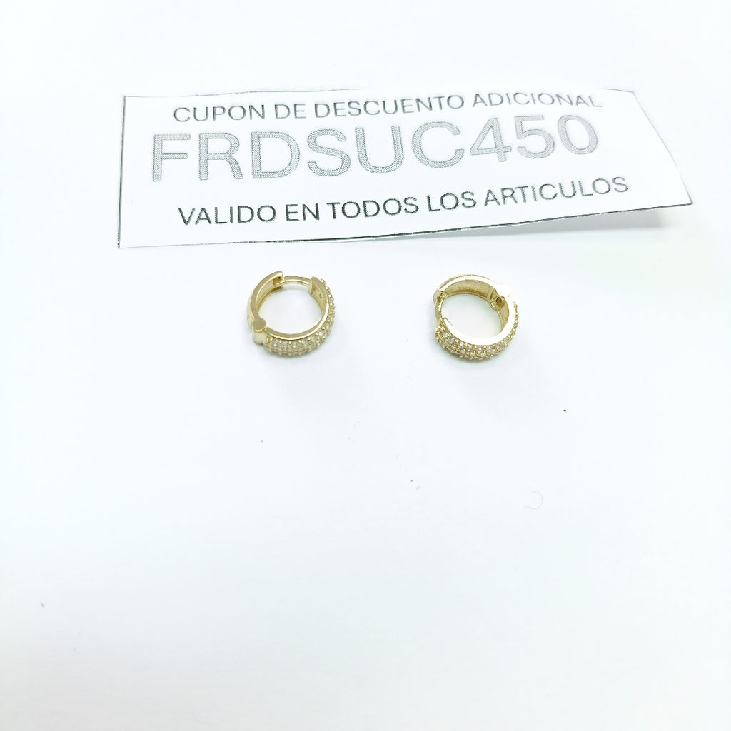 ARETES HUGGIE CON CIRCONIAS 14K 2 GR (NUEVO)