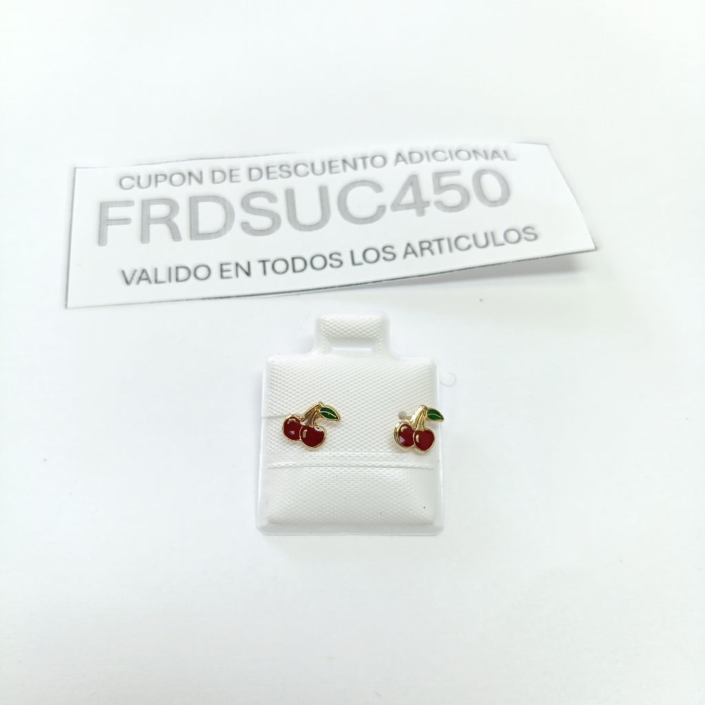 BROQUELES BROQUE FIG CEREZA C ESMALTE 14K 0.2203 GR (NUEVO)