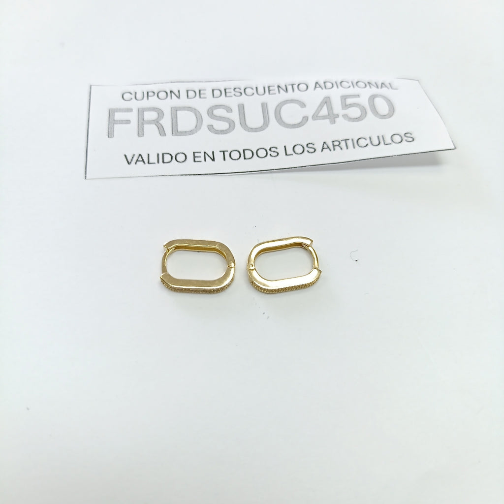 ARETES HUGGIES OVALADA C CIRCONIAS 14K 2.4 GR (NUEVO)