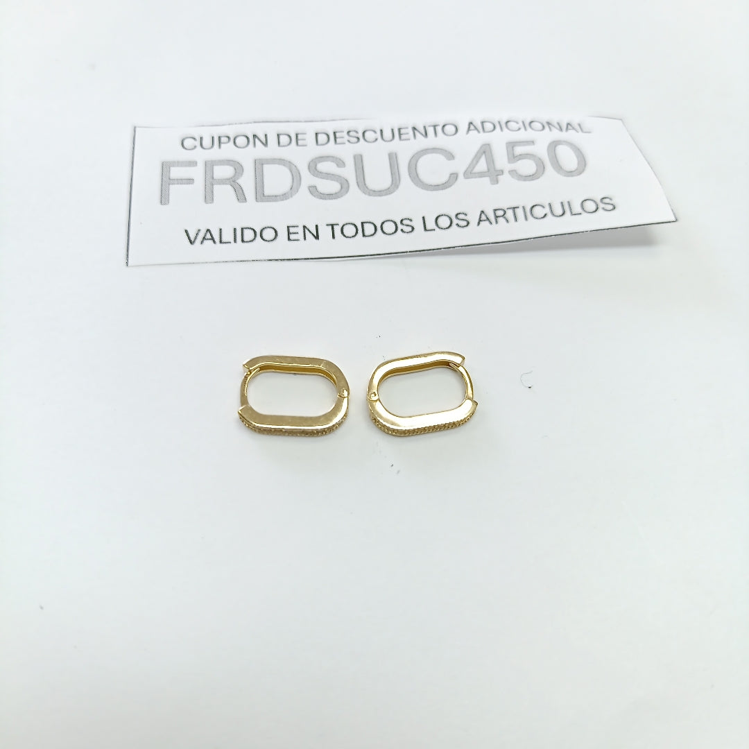 ARETES HUGGIES OVALADA C CIRCONIAS 14K 2.4 GR (NUEVO)