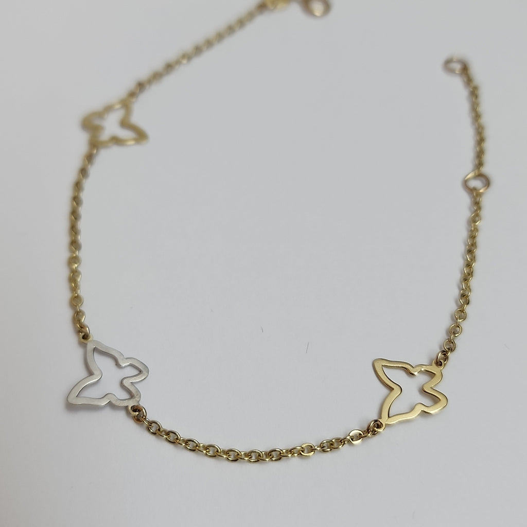 PULSERA ESPECIAL C MARIPOSAS 14K 18 CM 1.7 GR (NUEVO)