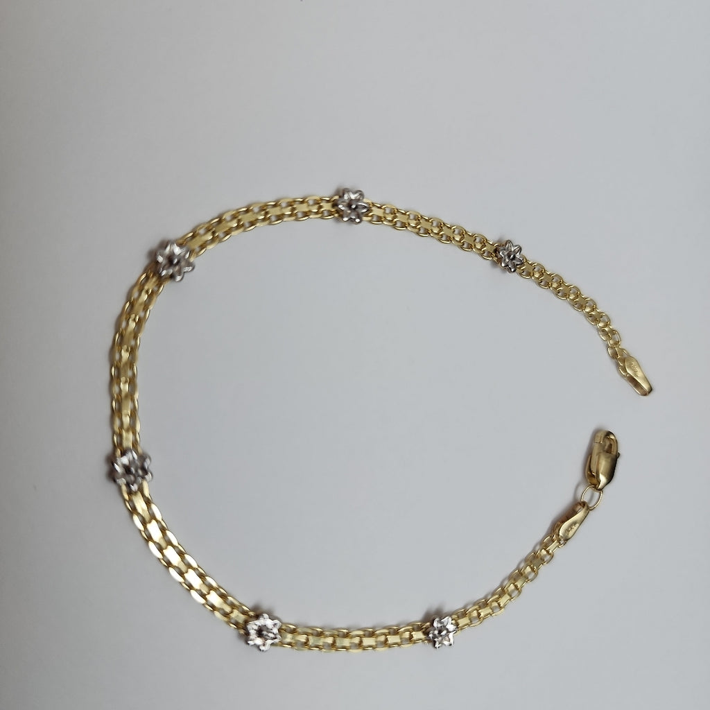 PULSERA ESPECIAL C FLORES 14K 18 CM 2.9 GR (NUEVO)