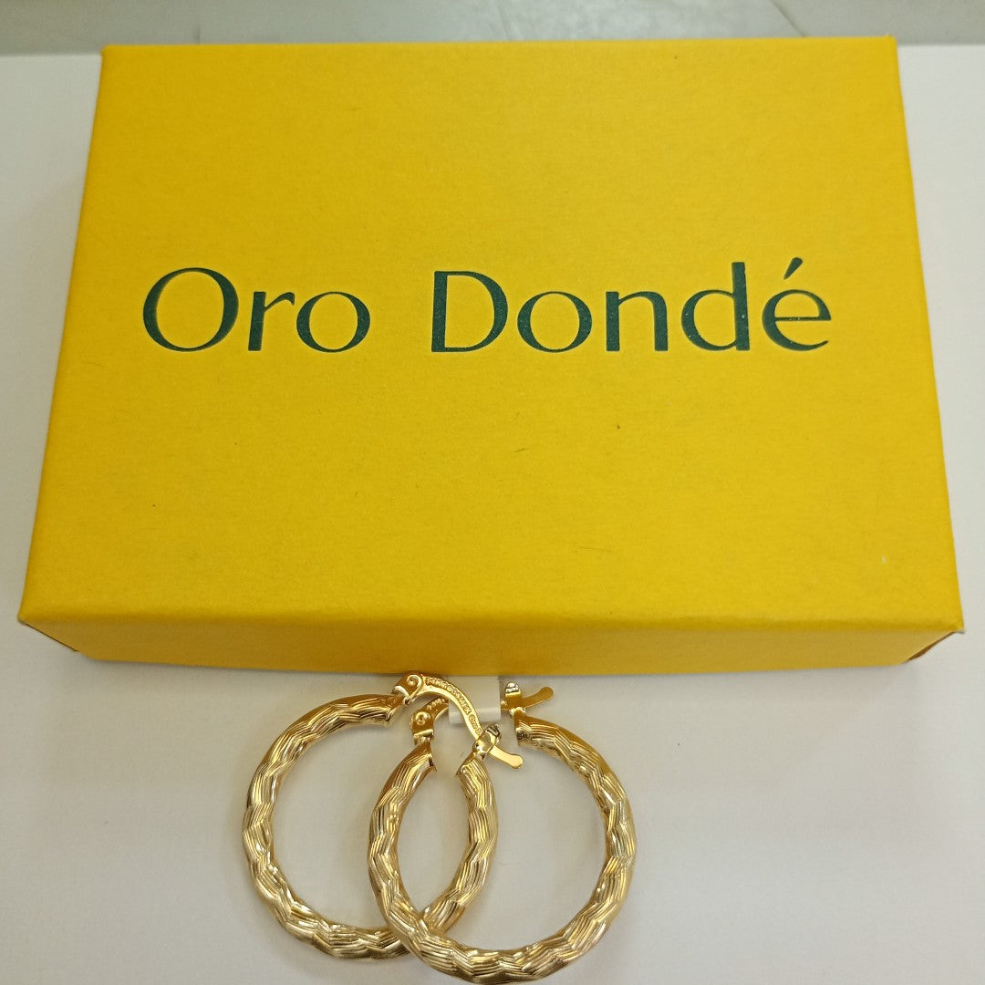 ARETES TEJIDO ARRACADA LABRADA 14K 2.6 GR (NUEVO)