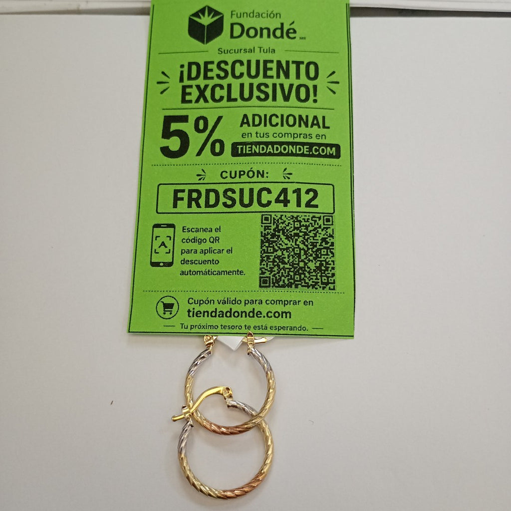 ARETES TEJIDO ARRACADAS TZL COMBINADAS 14K 1.8 GR (NUEVO)
