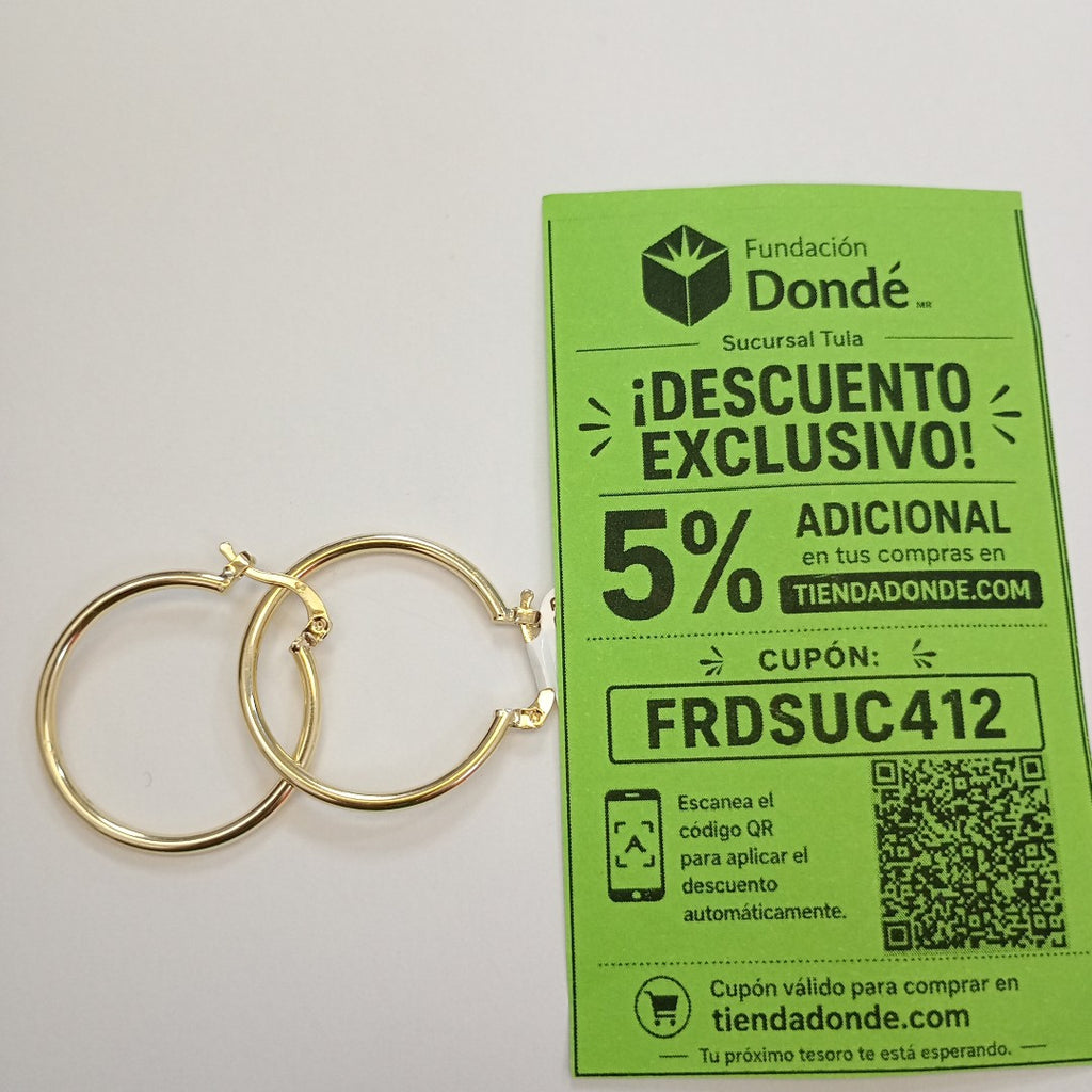 ARETES TEJIDO ARRACADAS LISAS 14K 1.6 GR (NUEVO)
