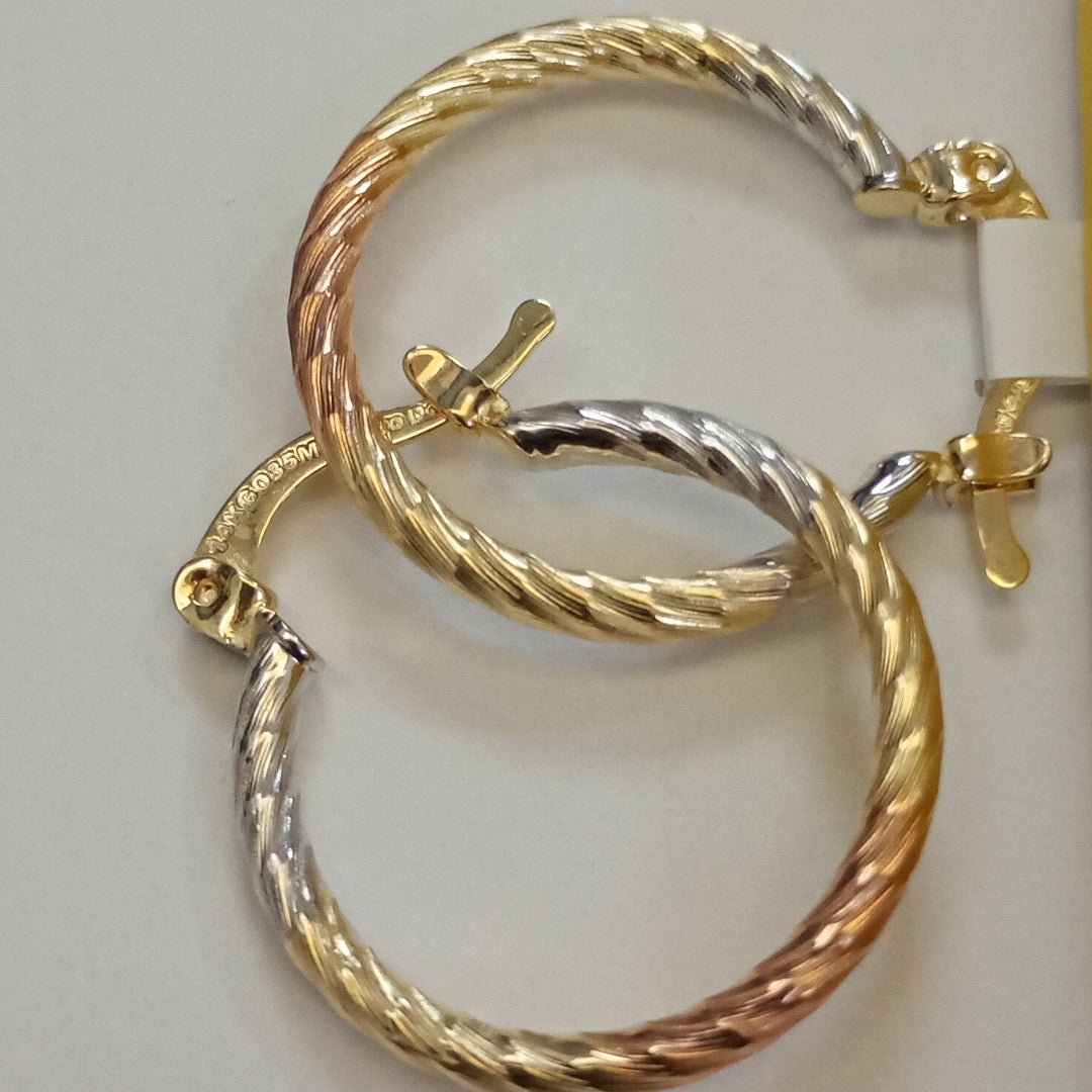 ARETES TEJIDO ARRACADAS TZL COMBINADAS 14K 1.8 GR (NUEVO)
