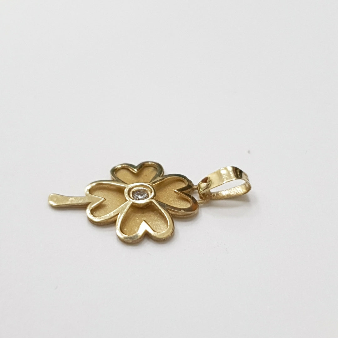 DIJE FIG TREBOL C CIRCONIA 14K 0.9 GR (NUEVO)