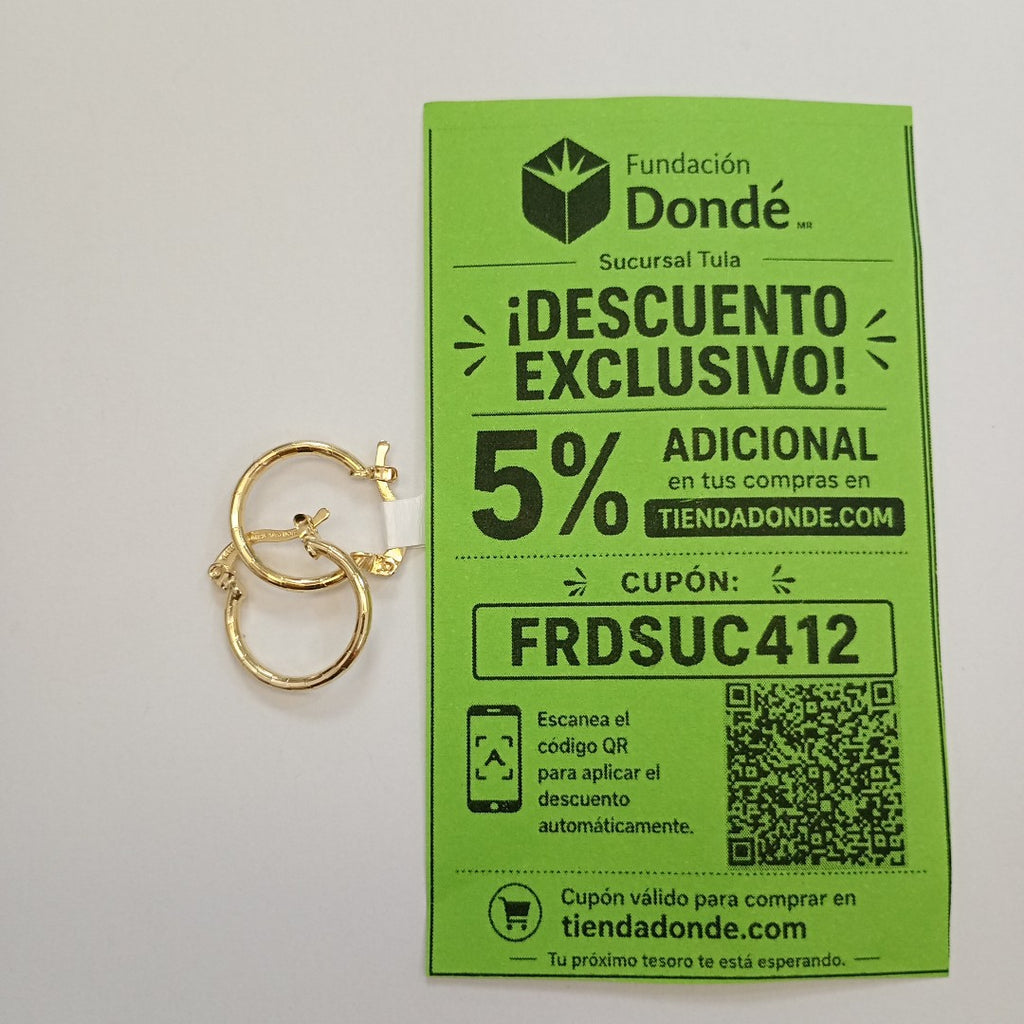 ARETES ARRACADAS ESTRIADAS 14K 1.4 GR (NUEVO)