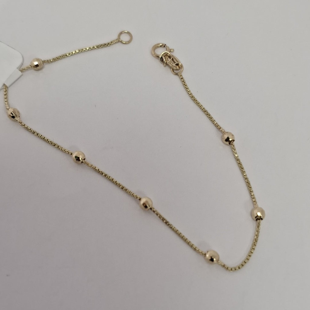 PULSERA ESPECIAL CON BOLITAS 14K 18 CM 1.4 GR (NUEVO)
