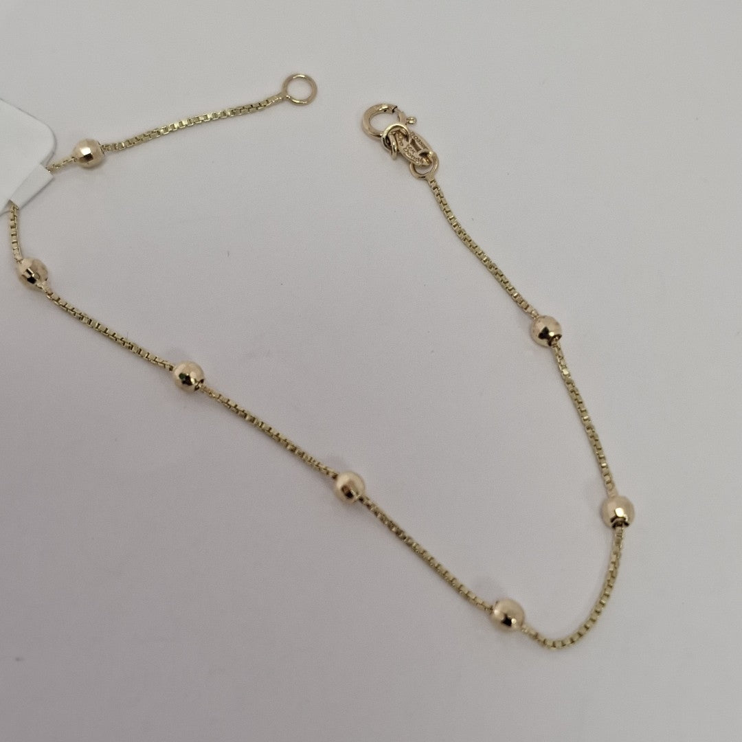 PULSERA ESPECIAL CON BOLITAS 14K 18 CM 1.4 GR (NUEVO)