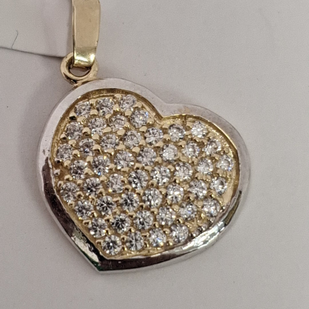 DIJE CORAZON CON CIRCONIAS 14K 1.8 GR (NUEVO)