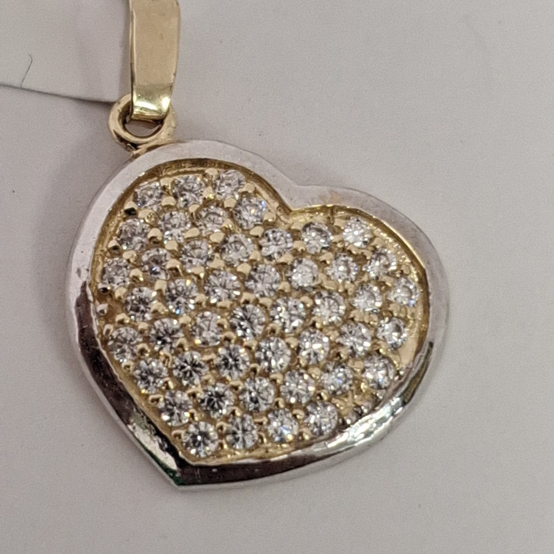 DIJE CORAZON CON CIRCONIAS 14K 1.8 GR (NUEVO)