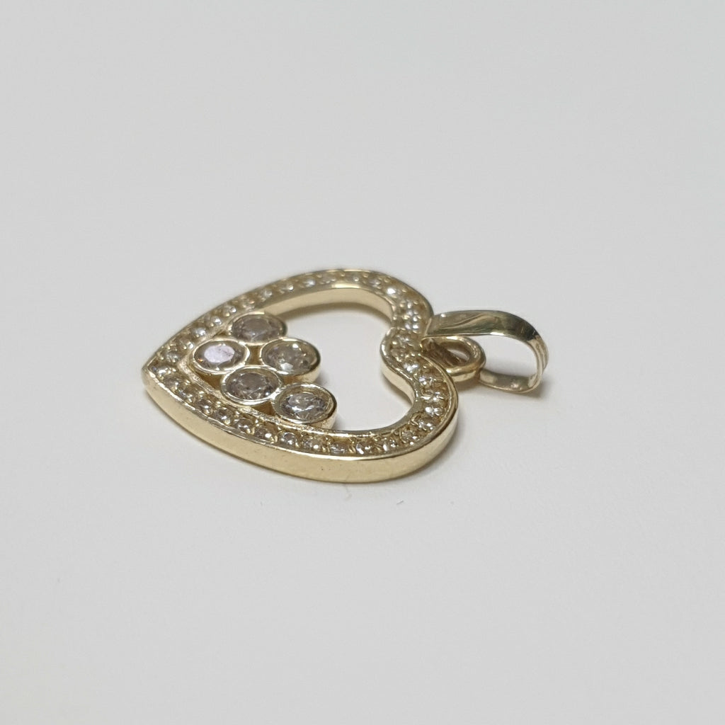 DIJE CORAZON CON CIRCONIAS 14K 1.7 GR (NUEVO)