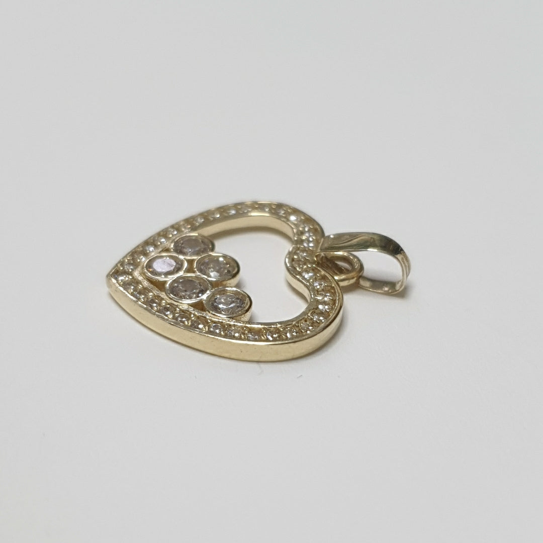 DIJE CORAZON CON CIRCONIAS 14K 1.7 GR (NUEVO)