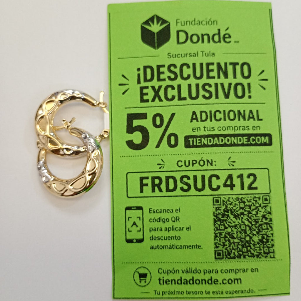ARETES ARRACADAS COMBINADAS CON INFINITO 14K 2.3 GR (NUEVO)