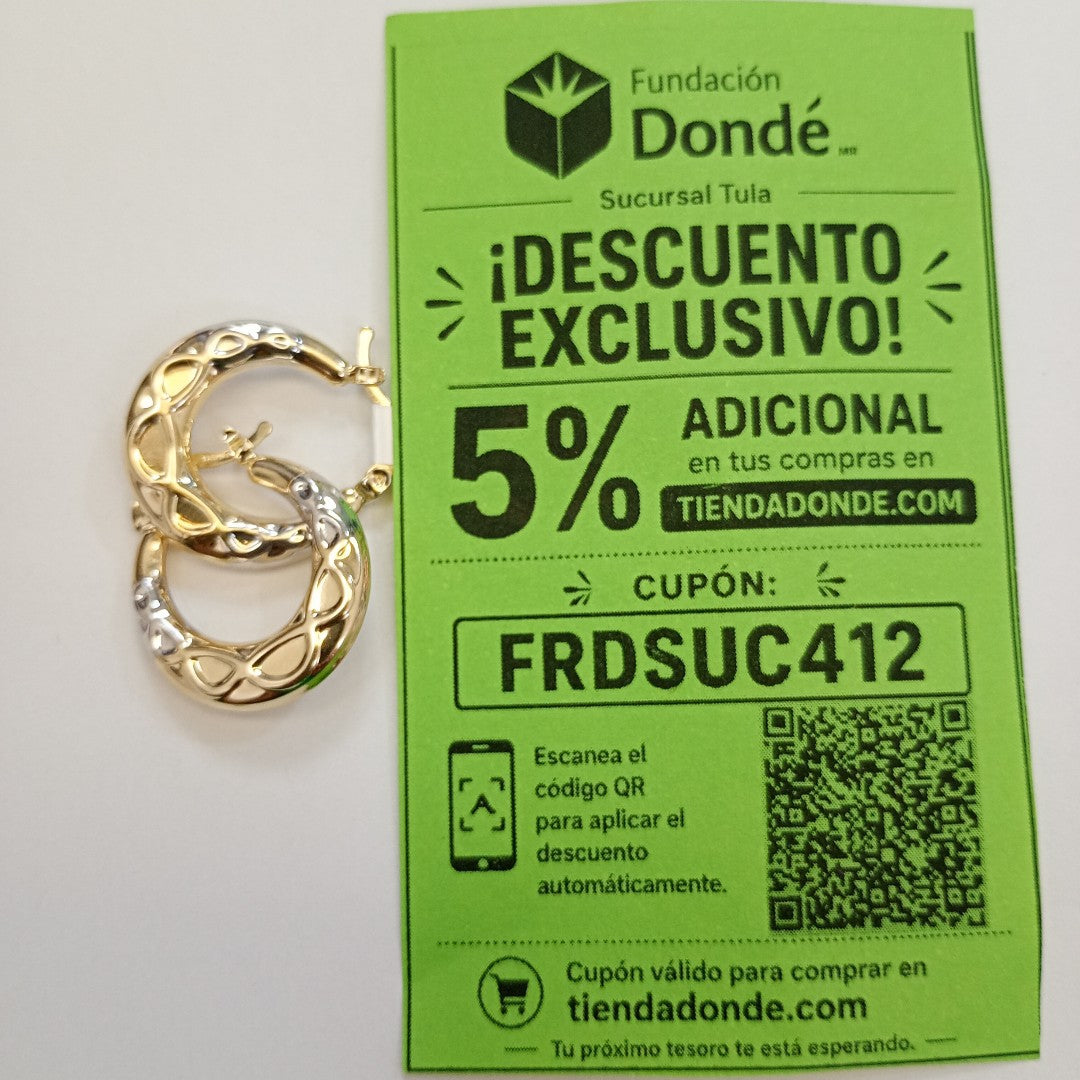 ARETES ARRACADAS COMBINADAS CON INFINITO 14K 2.3 GR (NUEVO)
