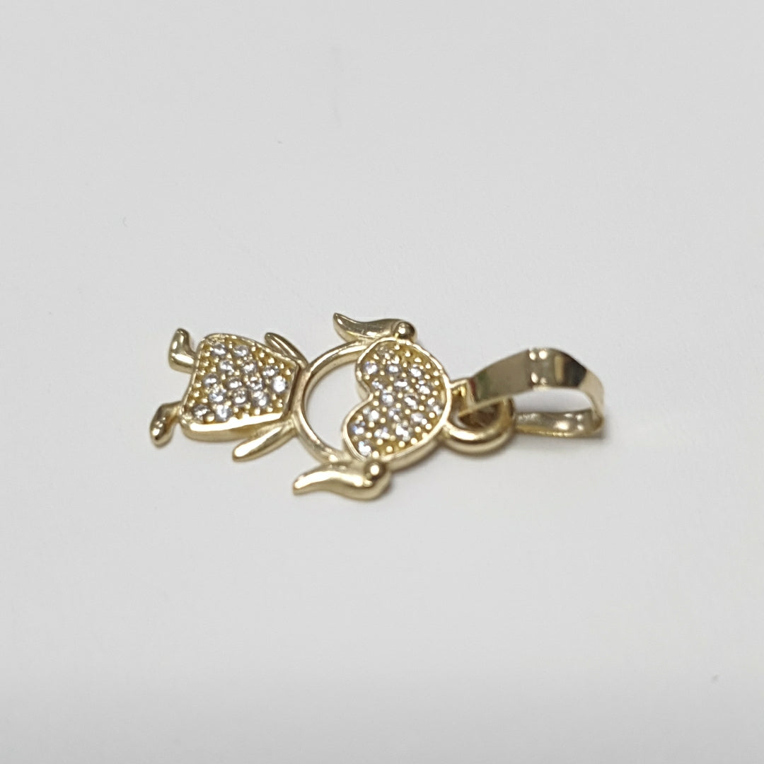 DIJE TEJIDO NIÑA CON CIRCONIAS 14K 0.9 GR (NUEVO)