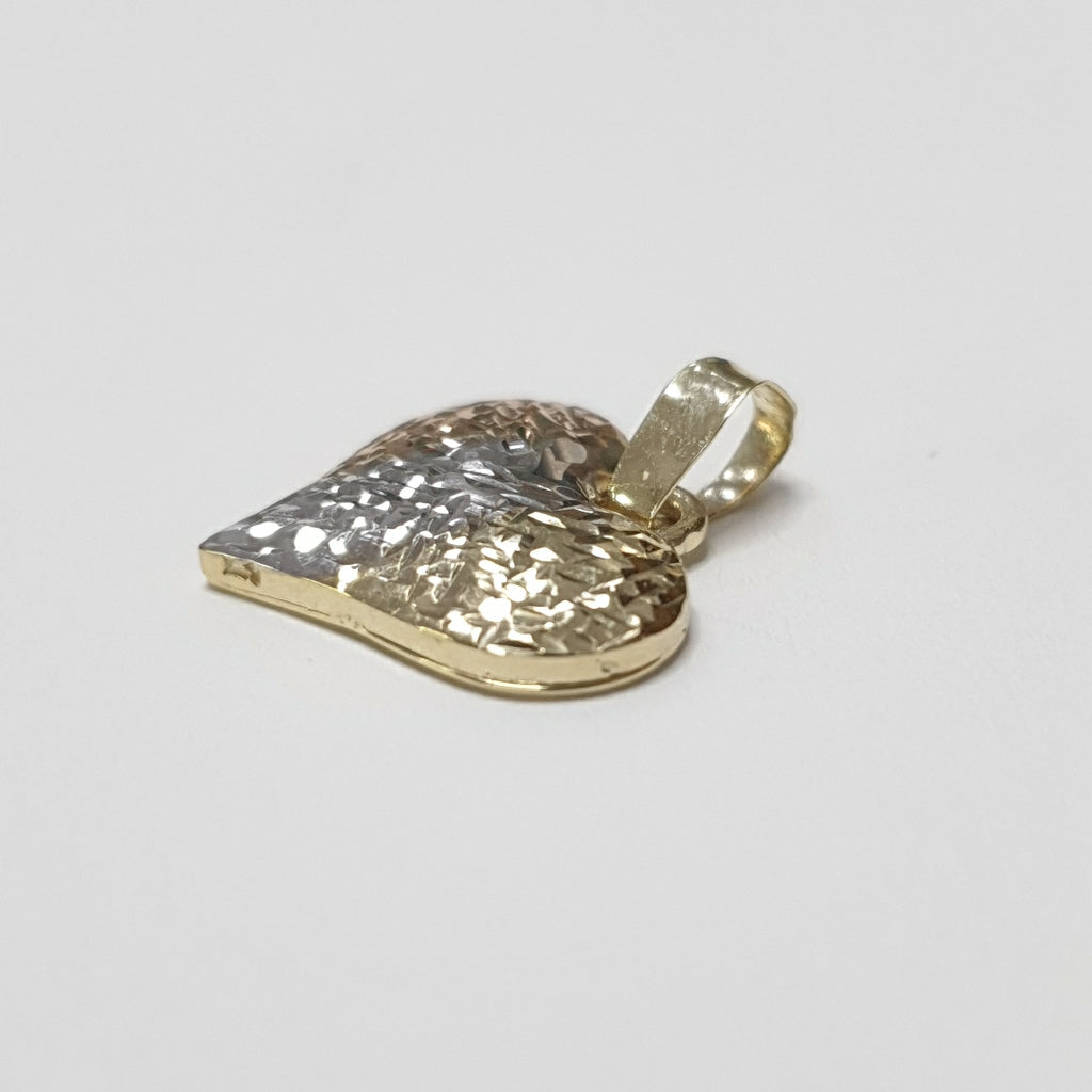 DIJE TEJIDO CORAZON LABRADO COMBINADO 14K 1.2 GR (NUEVO)