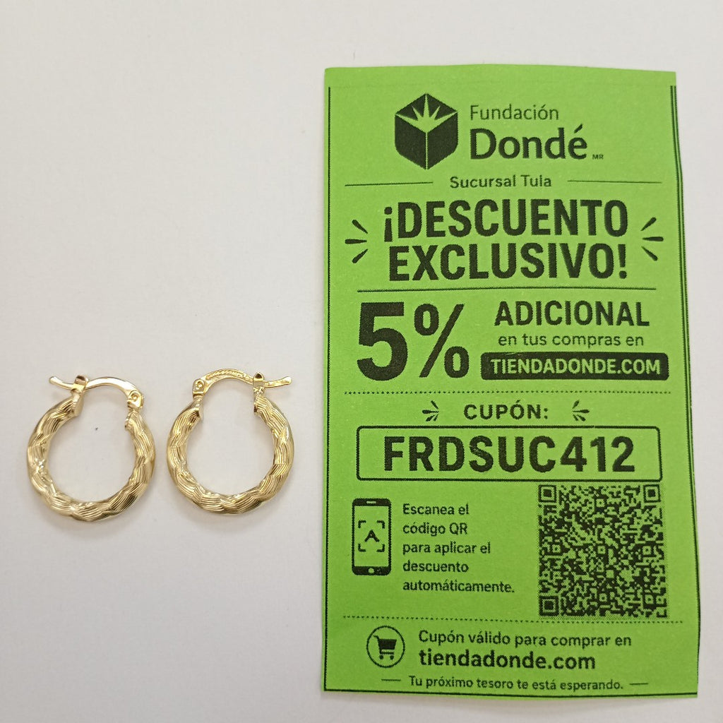 ARETES TEJIDO ARRACADAS ASTRIADAS 14K 2 GR (NUEVO)