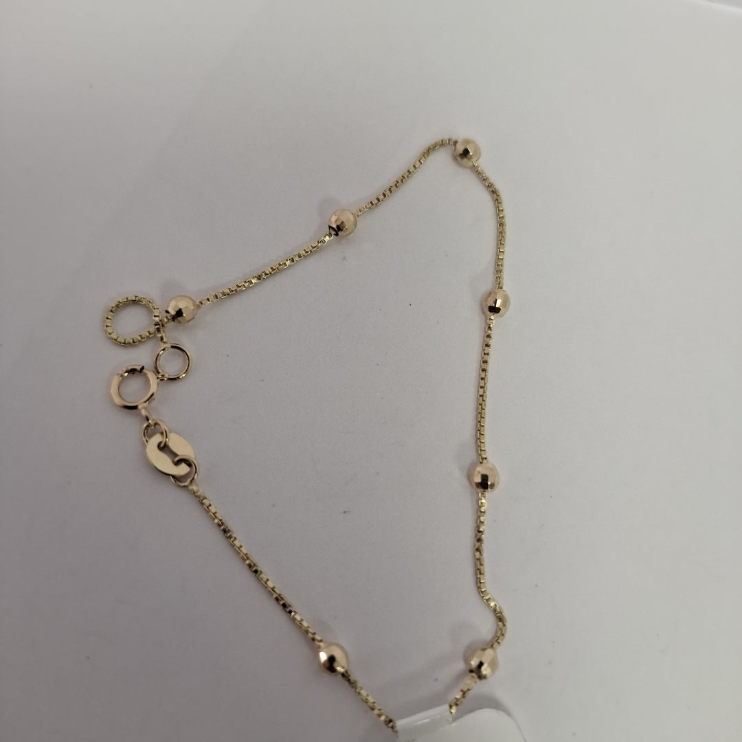 PULSERA ESPECIAL CON BOLITAS 14K 18 CM 1.4 GR (NUEVO)