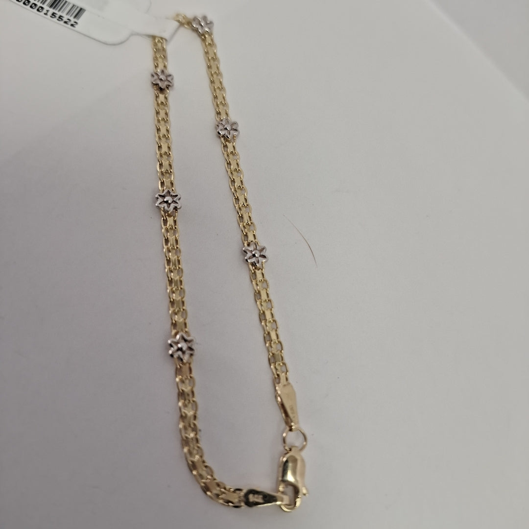 PULSERA ESPECIAL C FLORES 14K 18 CM 2.9 GR (NUEVO)