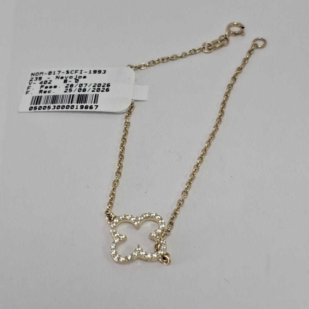 PULSERA TEJIDO ESPECIAL C CIRCONIAS 14K 18 CM 1.8 GR (NUEVO)