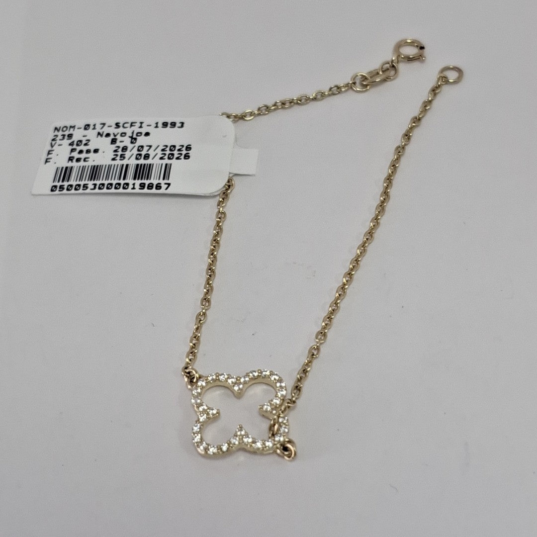 PULSERA TEJIDO ESPECIAL C CIRCONIAS 14K 18 CM 1.8 GR (NUEVO)