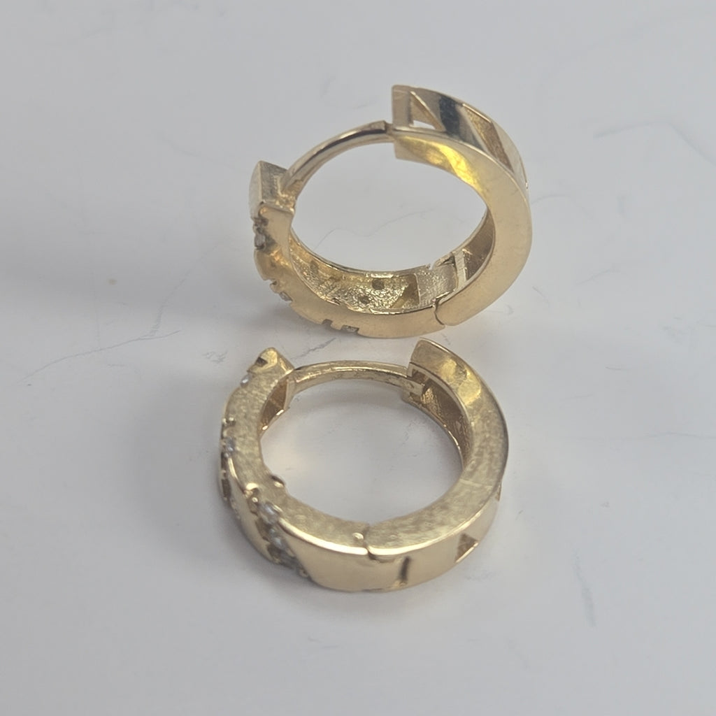 ARETES HUGGIES CON CIRCONIAS 14K 2.3 GR (NUEVO)